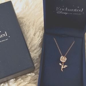 Enchanted Disney Belle 1/10 CT. T.W. Diamond Rose Pendant in 10K Rose Gold - 19"